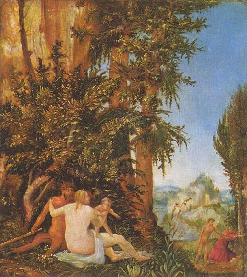 Albrecht Altdorfer Landschaft mit Satyrfamilie oil painting image